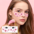 Pink flower and pearl face tattoo stickers model FF-032 for makeup and party - Pink Flower Pearl Style (F-032)