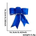 Sparkling dark blue 16cm Christmas bow with glitter finish and silver edge trim decoration - Triple-Loop 15cm Blue Bow