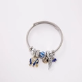 Bracciale regolabile in acciaio inossidabile con ciondoli elefante blu e ali - Blu