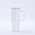 40oz stainless steel insulated tumbler with handle and straw in minimalist solid white - Third Generation 40oz White / 40oz
