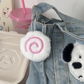 Ciondolo in peluche torta di pesce con spirale rosa su borsa in denim, regalo ragazza - Ciondolo in peluche Narutomaki