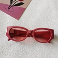 Retro rectangle sunglasses in vibrant bright red finish with semi-transparent tinted lenses - Narrow Rectangular Retro Frame / Oleander Red