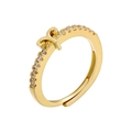 Detailed view of 18K gold plated Aries constellation ring with zircon pavé setting - Aries / Gold