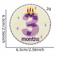 Runder violetter 3-Monate Baby-Meilenstein-Stickaufnäher mit Größenangaben und Kerze - 3 Monate (3#)