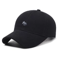 Black cotton baseball cap featuring grey animal embroidery with a classic curved brim - Adjustable / Black