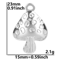 Vista dettagliata del ciondolo a fungo argento con altezza 23mm e larghezza 15mm - Pendaglio Colore Argento