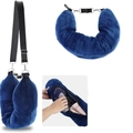 Detalle de funda de almohada de viaje rellenable azul marino con correa ajustable - 96*18cm / Azul