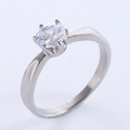 Elegant six-prong solitaire ring with a sparkling round-cut stone on a silver band - US 6 / Steel