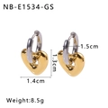 Boucles d'oreilles cœur bicolores avec breloques dorées sur anneaux en acier inoxydable - Pendentif Coeur / Or et Argent