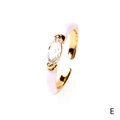 Adjustable gold ring with white enamel and marquise-cut crystal in a trendy ins style - Marquise / White