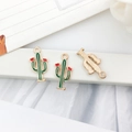 Golden cactus alloy pendants with green enamel coating for DIY jewelry making - Cactus (Small)