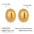 Detail showing dimensions and specifications for gold oval twisted texture earrings - Gold (YYE025133)