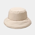 Close-up of beige quilted down fisherman hat with windproof fabric and warm padding - M (56-58cm) / Beige