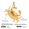 Gouden krab hanger van roestvrij staal 2,07cm x 0,75cm waterbestendig voor sieraden - Krab Stijl (JDP0212062)