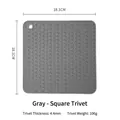 Repose-plat carré en silicone gris motif de vagues 18,1 cm x 18,1 cm pour cuisine - Carré / Gris
