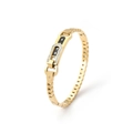 Elegant gold hollow butterfly bangle with black enamel and zircons on white background - Gold (B2200-GO)