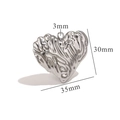 Textured 3D hollow heart pendant in silver titanium steel with dimensional measurements - R84-Silver-Lava Texture