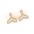 Elegant gold whale tail stud earrings with iridescent pearl inlay for women - Gold Fishtail Style (2#)