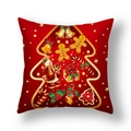 Red Christmas pillowcase with golden tree and gingerbread man pattern prints - Style 6 / 18x18 Inch