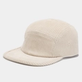 Detail showing high-quality beige corduroy texture and metal eyelet on a 5-panel cap - Adjustable / Off White