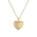 Exquisite gold-plated heart pendant necklace with shimmering cubic zirconia on white background - Gold Half Pavé Heart