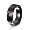 Anello rotante in titanio nero per uomo con lettere rosse e finitura spazzolata - US 7 / Nero