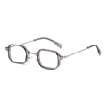 Retro-Sonnenbrille mit grauem, transparentem Polygonrahmen und feinen Metallbügeln - Transparent Grau Rahmen Blaulichtfilter