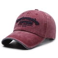 Gorra de béisbol vintage de algodón lavado granate con bordado azul en relieve 3D - Ajustable / Rojo