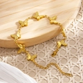 Adjustable 18k gold plated stainless steel bracelet with 3D butterfly charms - Butterfly Design