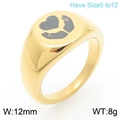 Anillo de sello de corazón en acero inoxidable dorado con motivo de manos - Kr111363-z Redondo De 12 Mm / Talla 7