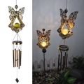 Solar powered angel wind chime with glowing globe and metallic tubes for garden decor - Angel Wind Chime