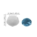 Moule en silicone pour résine diamant avec cristal bleu transparent sur fond blanc - Diamant moyen à fond plat