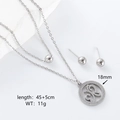 Set di gioielli in acciaio inossidabile con collana a sfere a strati e orecchini a lobo - Stile Farfalla Tondo