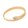 Gold snake bracelet with pavé white rhinestones and black stone eyes on a white background - Pavé Snake Head Style (3#)
