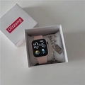 Reloj LED cuadrado rosa de unicornio con pulsera metálica en caja de regalo elegante - Rosa