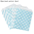 Set di 20 sacchetti in carta kraft blu con motivi a trifoglio e onde per caramelle - 4 Fantasie Miste / Set da 20 Pezzi / Azzurro