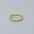 Adjustable gold plated spiral ring featuring double rows of sparkling white zircons - 925 Silver / Gold