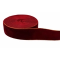 Deep burgundy velvet ribbon roll with elegant gold metallic edges for gift wrapping - 2.5cm Gold Edge Flocking Ribbon Burgundy 9m