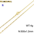 Minimalist golden stainless steel snake bone chain necklace with lobster clasp 1.2mm - Gold 500x1.2mm(KN203702-Z)