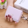 Short lavender tri-fold wallet for women with golden heart clasp and PU leather finish - Light Purple