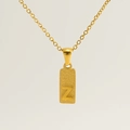 Gold stainless steel necklace featuring a rectangle pendant with brushed texture letter Z - Letter Z