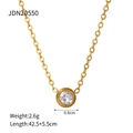Minimalist gold titanium steel necklace with a sparkling cubic zirconia round pendant - Gold Round Style (JDN20550)