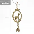 Golden reindeer Christmas ornament with glitter finish in oval frame 6x13cm - Gold Glitter Deer / 6x13cm / Gold
