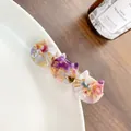 Glittering acetate hair clip with colorful cat faces in purple, pink and beige - 6.5cm / Dreamy Colorful
