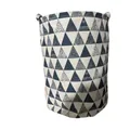 Large fabric storage basket with black geometric triangles and durable handles - Blue Triangle