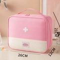 Pink and beige large oxford first aid bag with handle and cross logo, 26x12x21cm - Extra Large / Pink