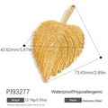 Hollow leaf pendant in 18k gold plated stainless steel with sparkling white cubic zirconia - Gold Large Leaf Pendant PJ93277