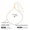 Gold stainless steel bracelet with cubic zirconia stones and adjustable slider clasp - Stainless Steel Full Diamond Tennis Necklace / Gold