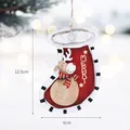 Décoration de Noël en bois forme chaussette avec motif élan et texte Merry - Taille unique / Chaussette en Bois (Renne)