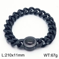 Men's black Cuban chain bracelet in titanium steel with CNC zircon pavé buckle - Model B Black Rhinestone Buckle (KB169880-Z)